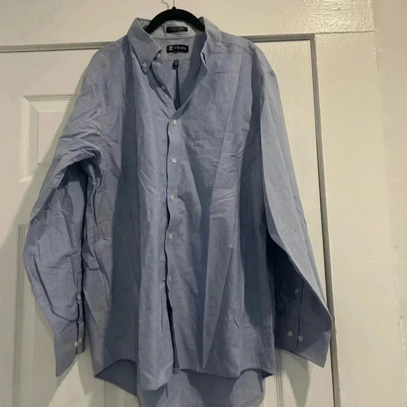 Men’s Chaps Blue Long Sleeve Button Down Shirt Size 17/17 1/2 34/35 - Picture 1 of 5